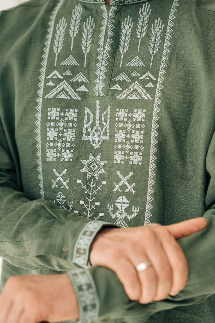 Linen Vyshyvanka “Syla” – Men’s Embroidered Shirt