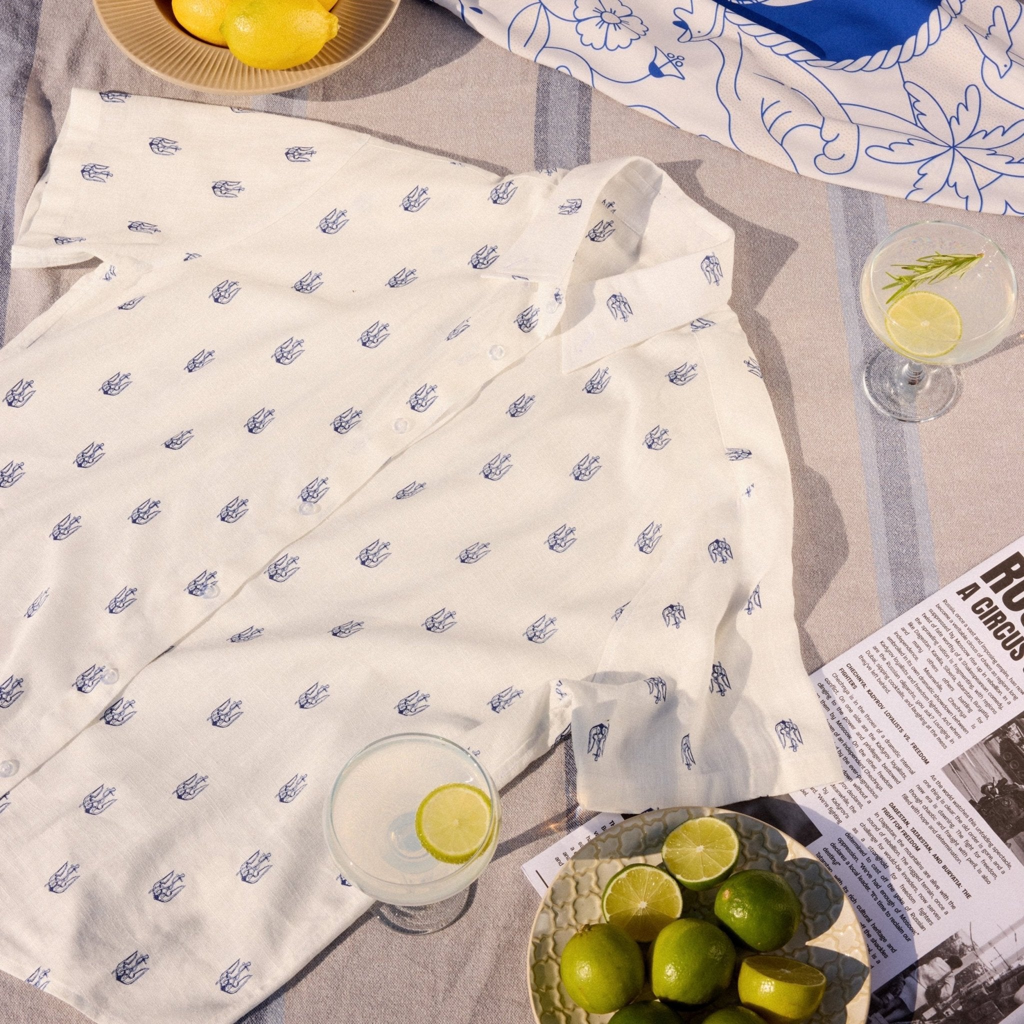 Anchor Tryzub - White Linen Shirt - Saint Javelin