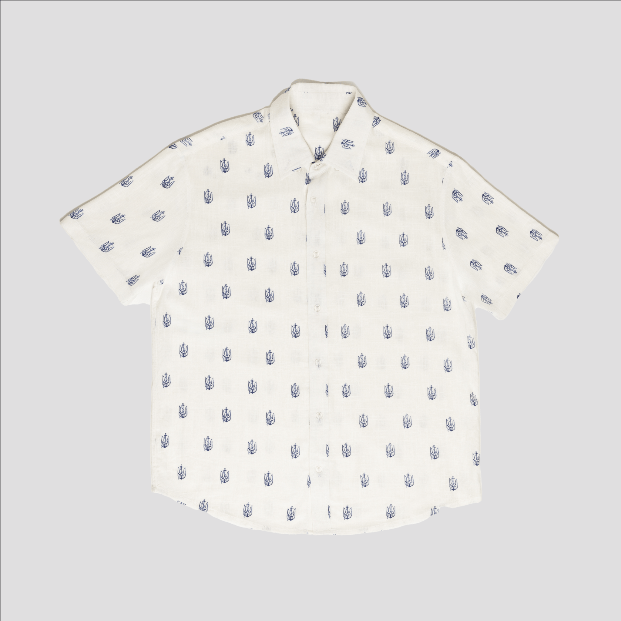 Anchor Tryzub - White Linen Shirt - Saint Javelin
