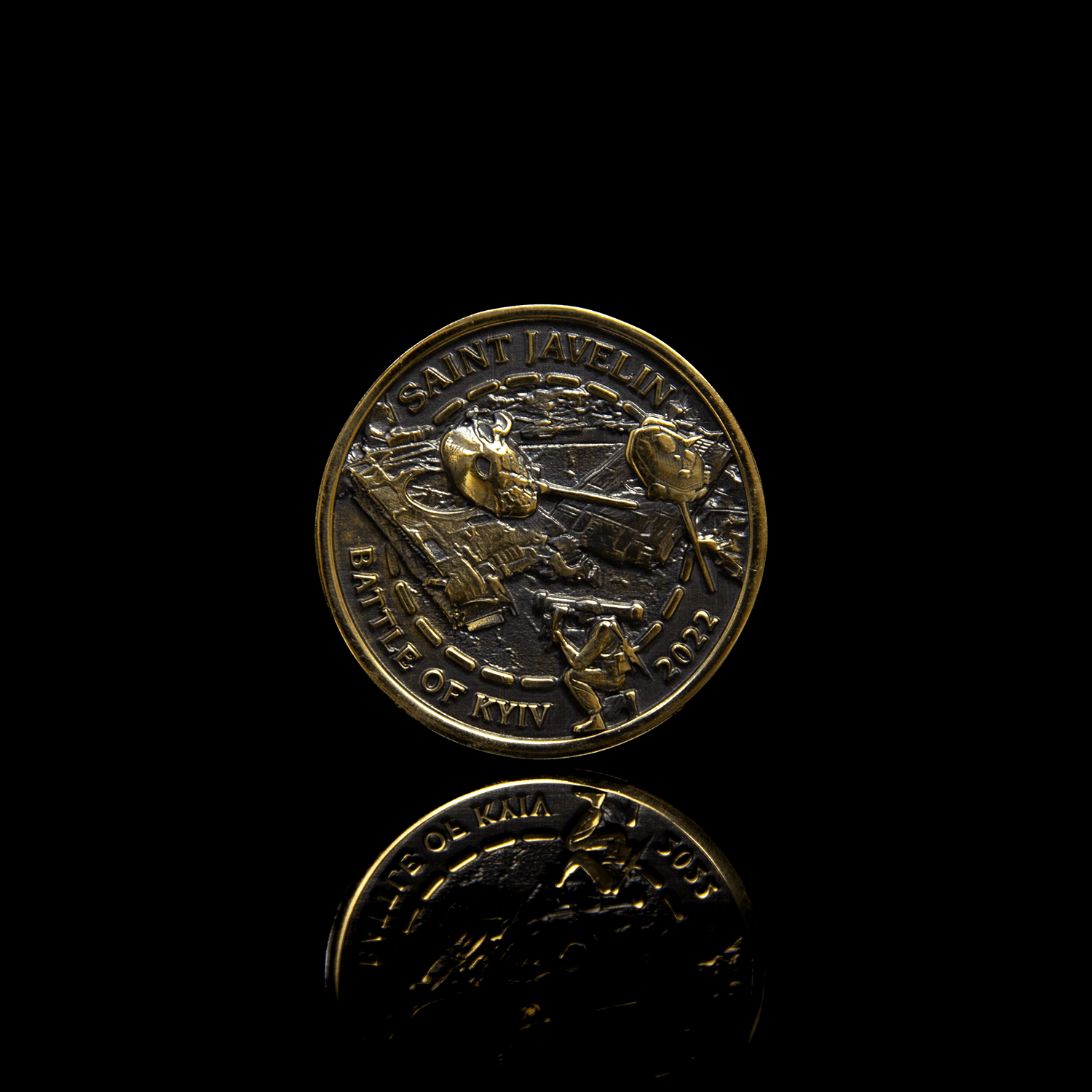Battle of Kyiv - Challenge Coin (Recycled Artillery Shells) - Saint Javelin