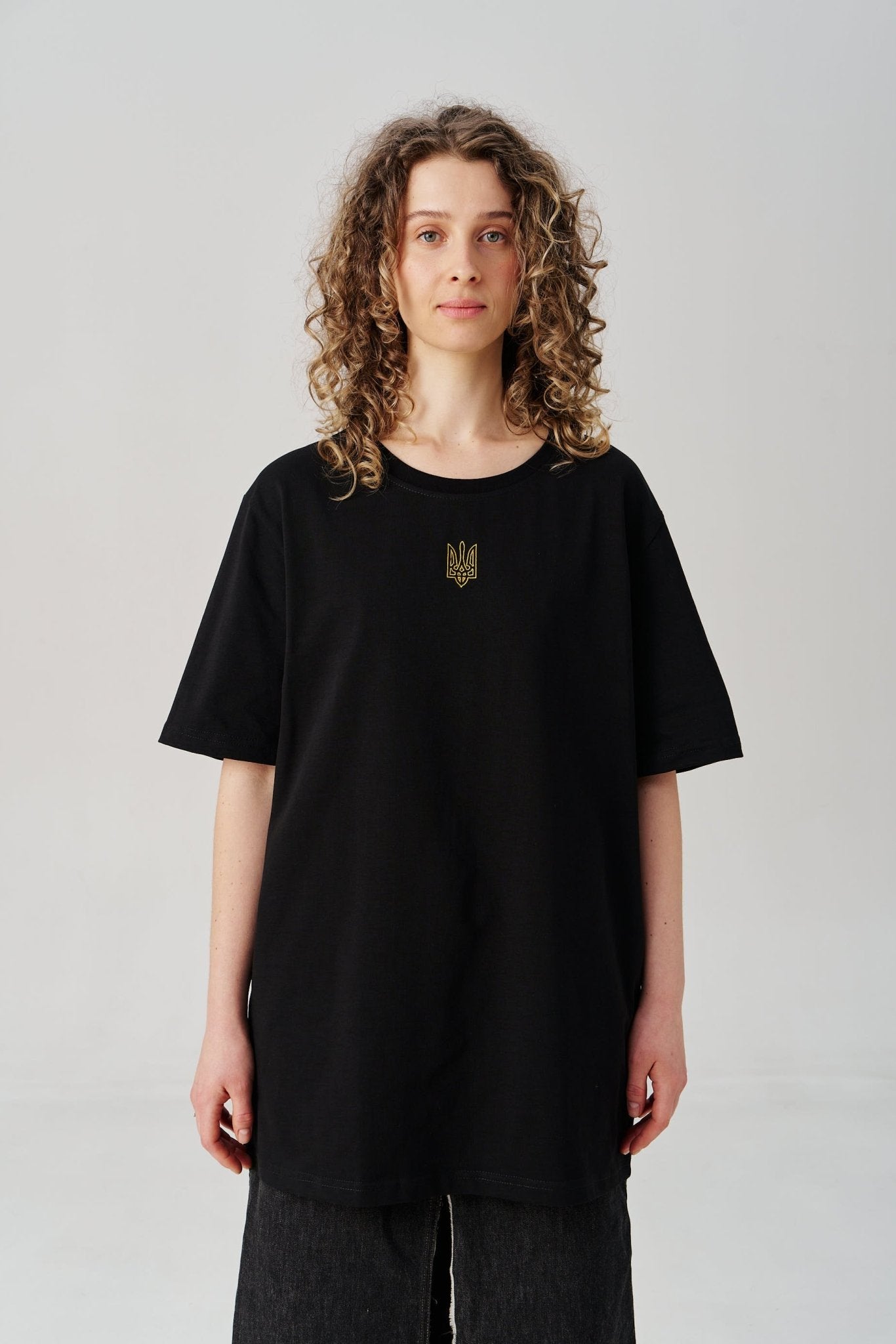 Cotton Embroidered Tryzub Oversized T-Shirt - Saint Javelin