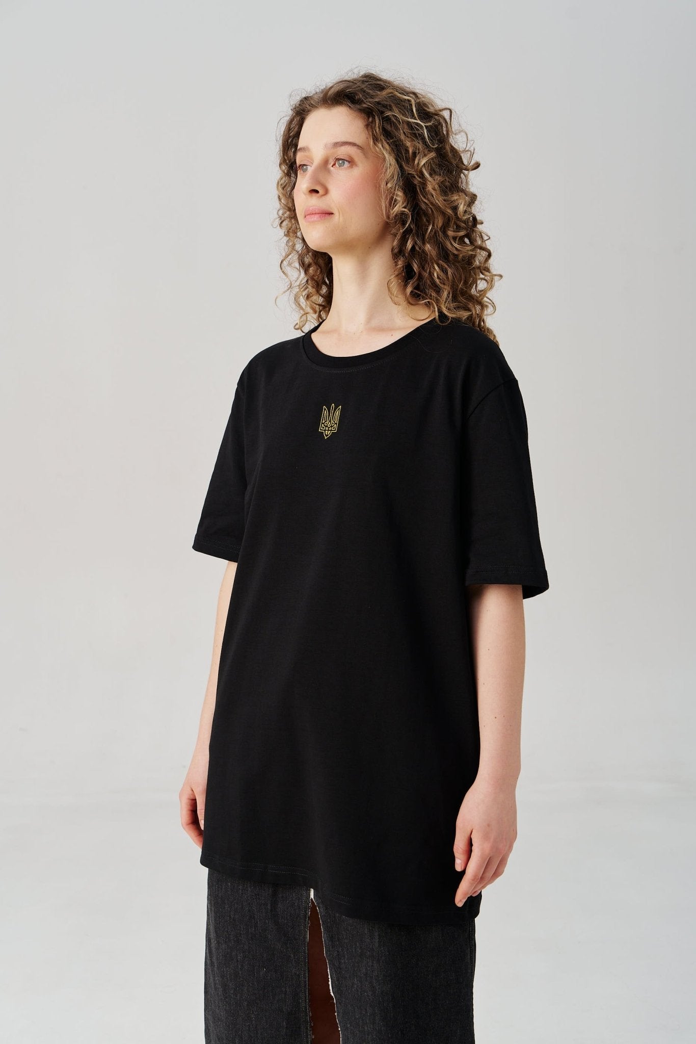 Cotton Embroidered Tryzub Oversized T-Shirt - Saint Javelin