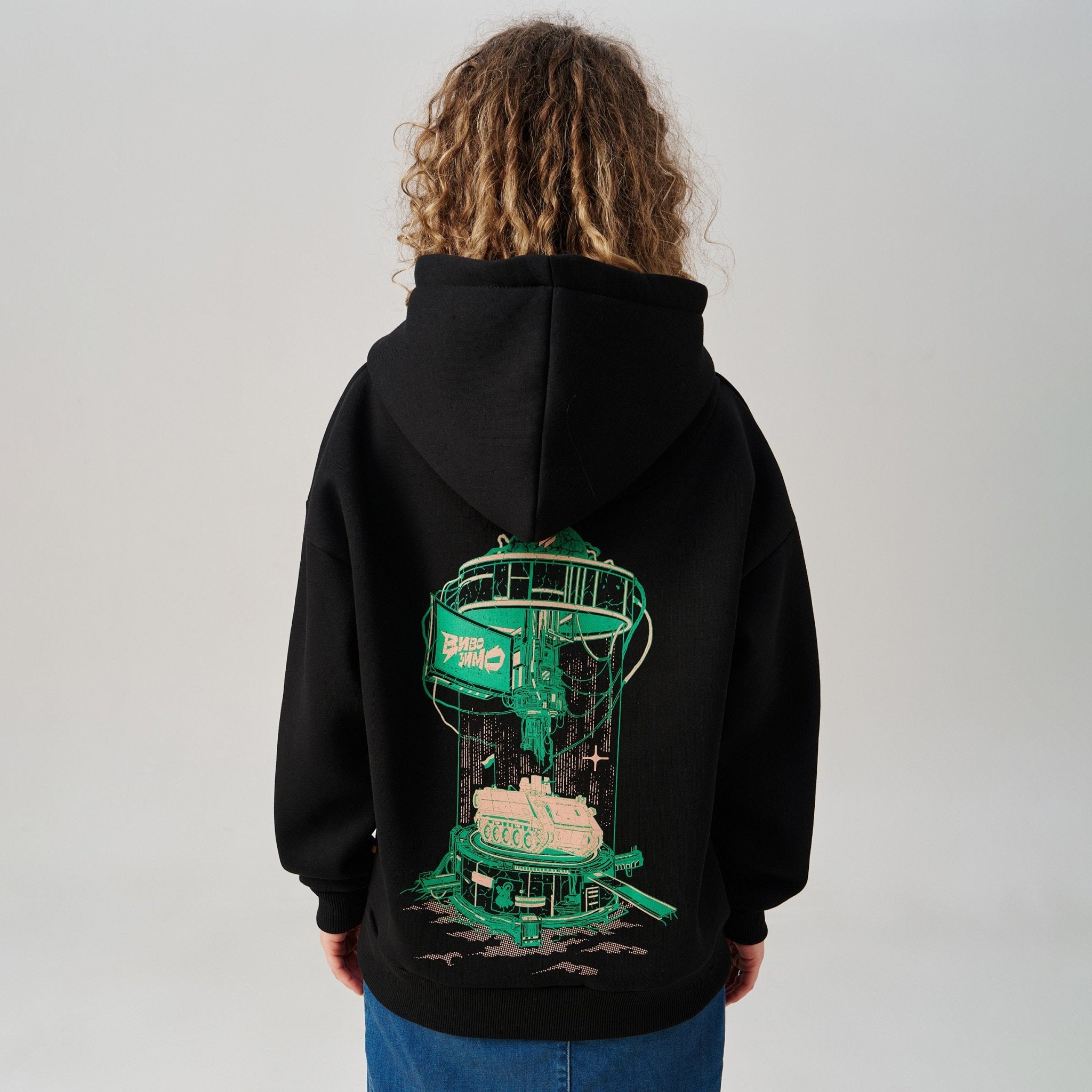 black 3rd army hoodie - female back