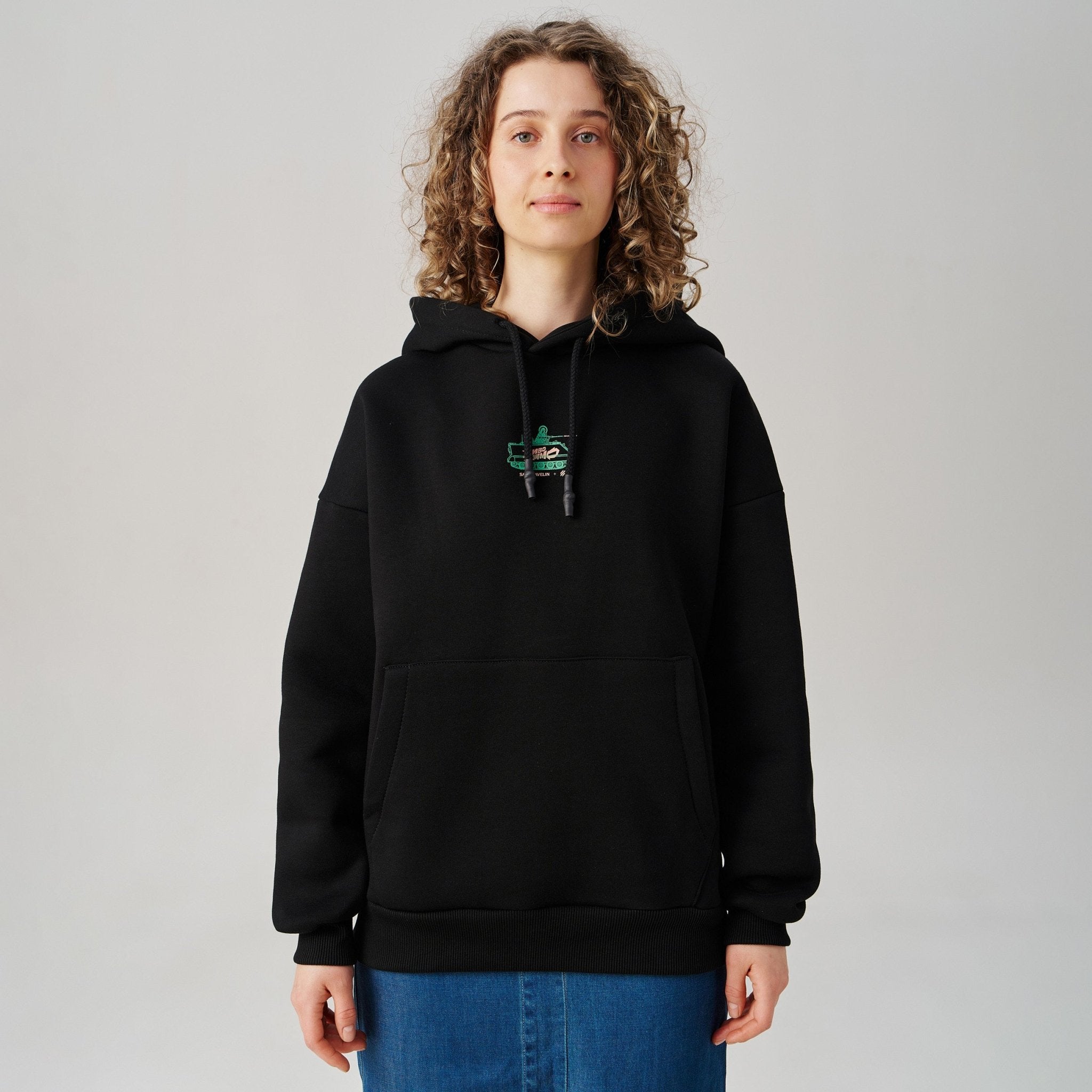 black 3rd army hoodie - female front