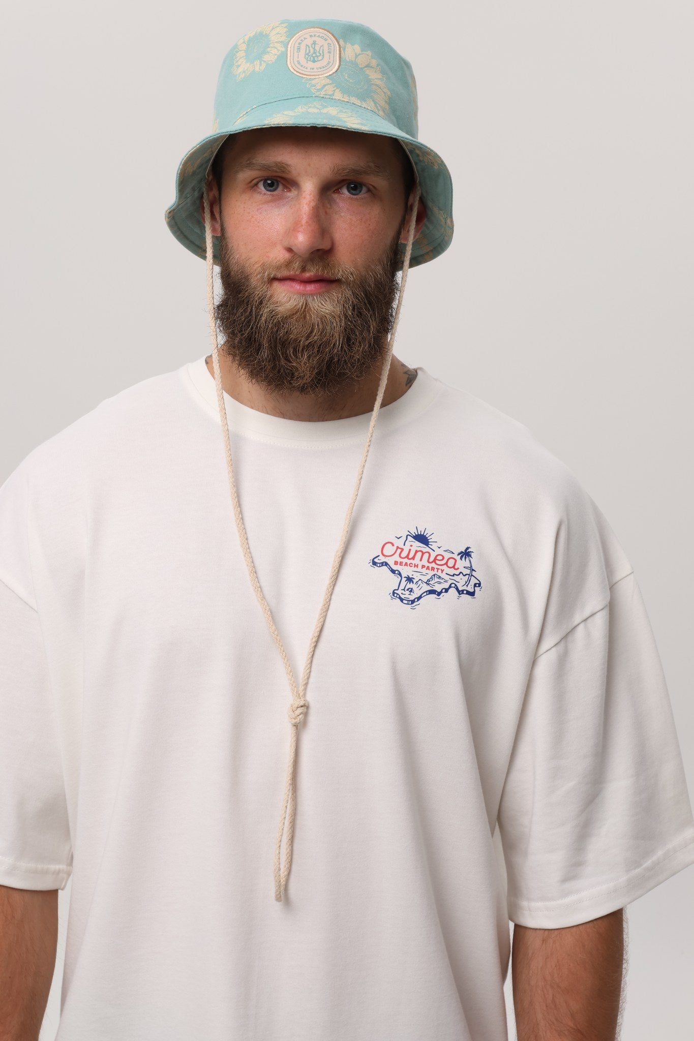 Crimea Beach Party Bucket Hat — mint terry bucket hat with embroidered Crimea print