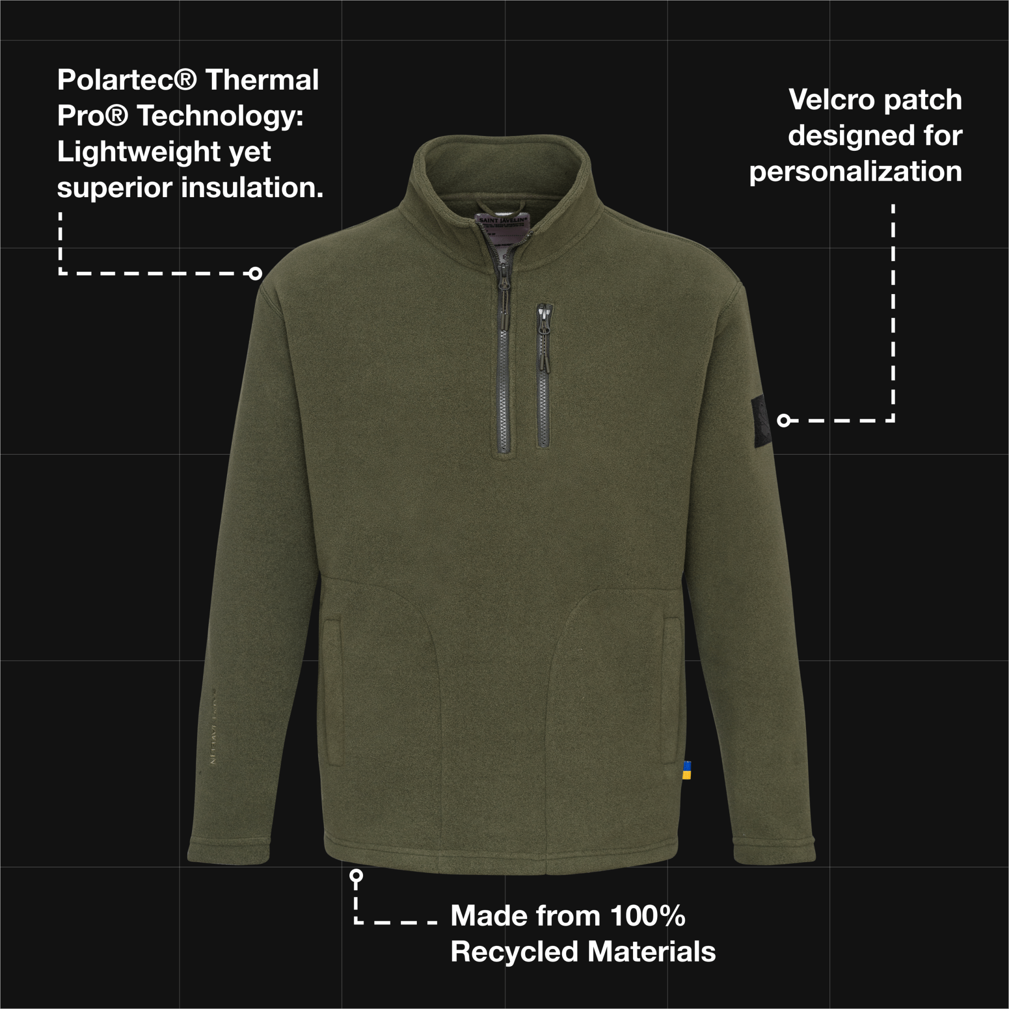 Defender Polartec 1/4 Zip Fleece - Olive - Saint Javelin