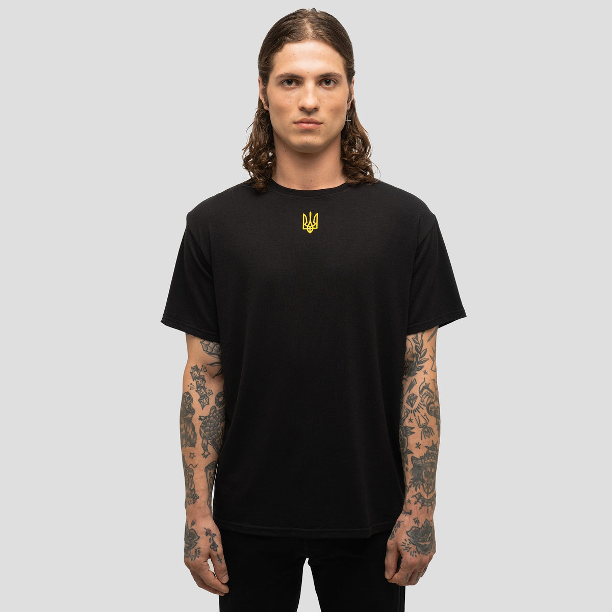 Gold Tryzub Embossed - Black Bamboo T-Shirt