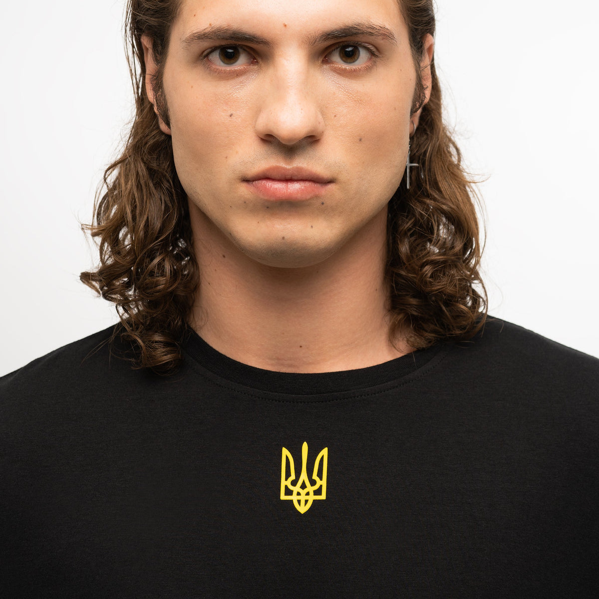 Gold Tryzub Embossed - Black Bamboo T-Shirt