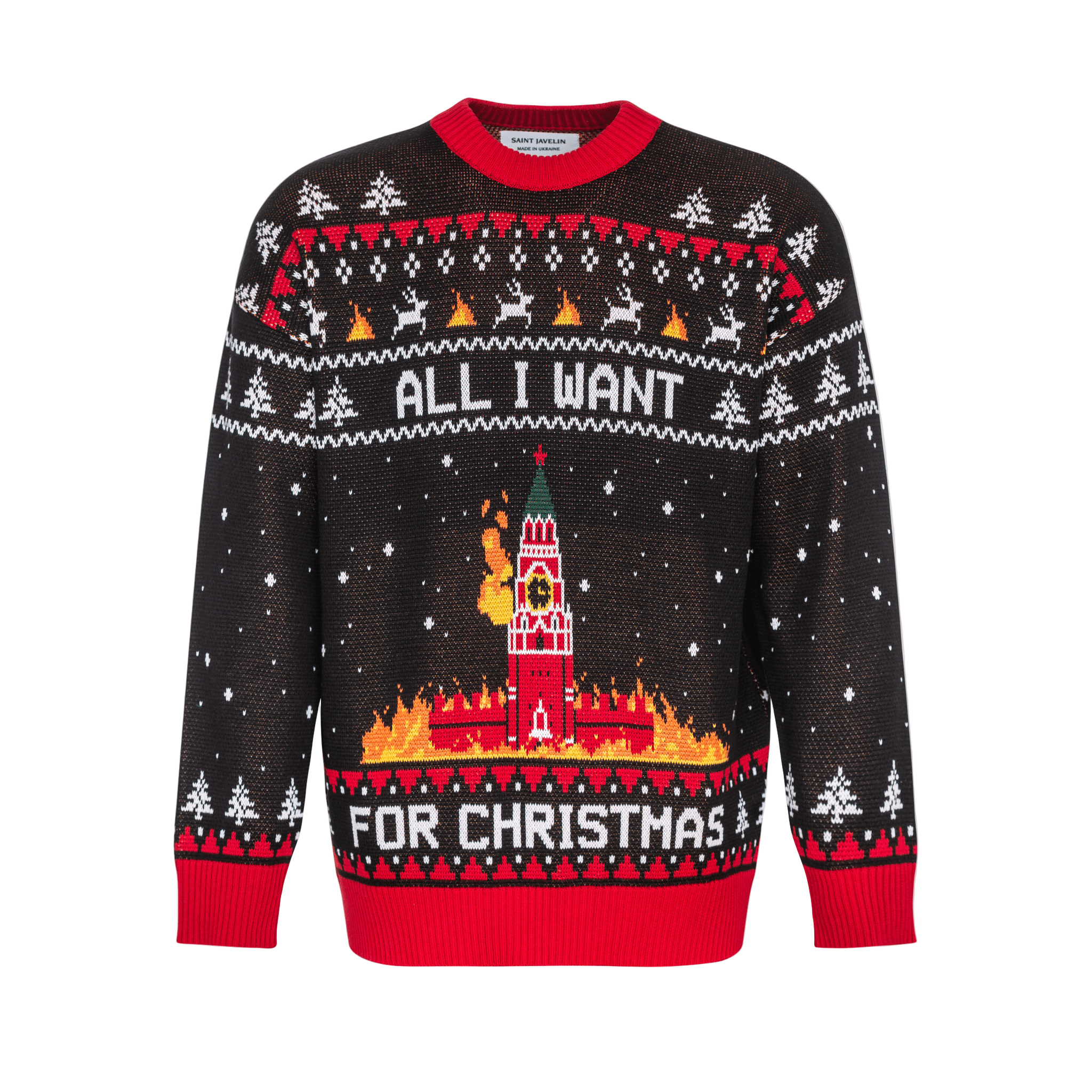 Knitted BURNING KREMLIN Christmas Sweater – Saint Javelin Knitted BURNING KREMLIN Christmas Sweater – Saint Javelin