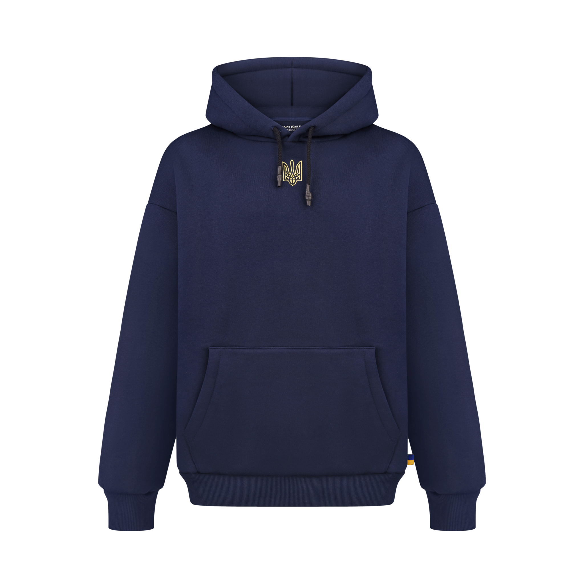 Navy Oversized Embroidered Tryzub Hoodie - Saint Javelin