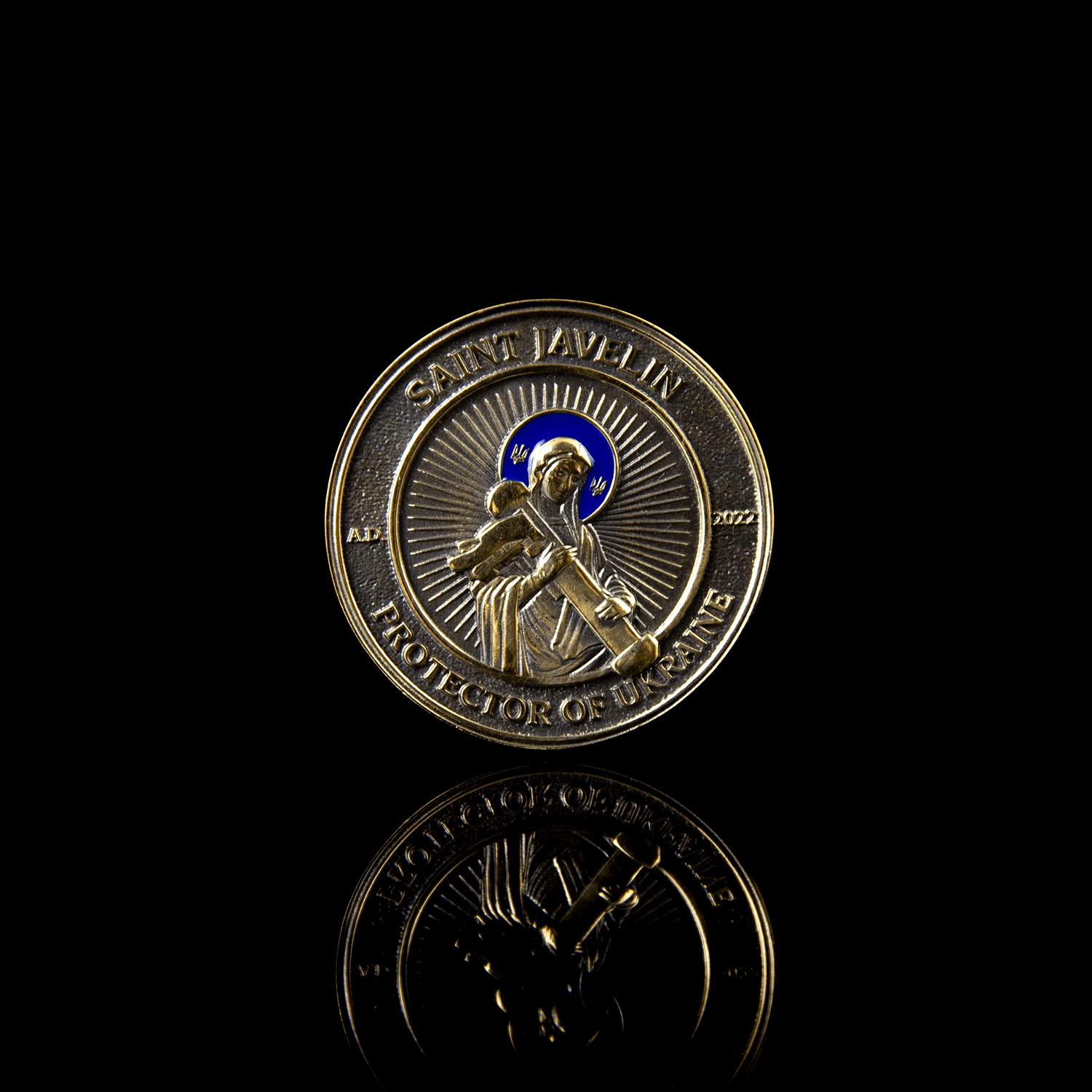 Saint Javelin Challenge Coin - GREEN (Recycled Artillery Shells) - Saint Javelin