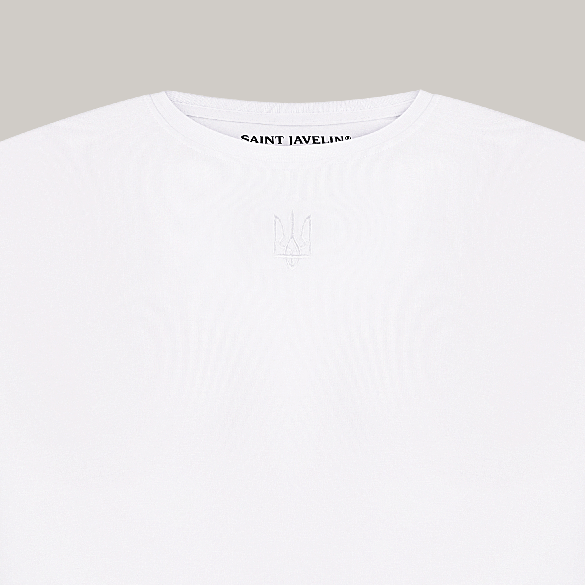 White on White Tryzub Embossed - Bamboo T-Shirt - Saint Javelin