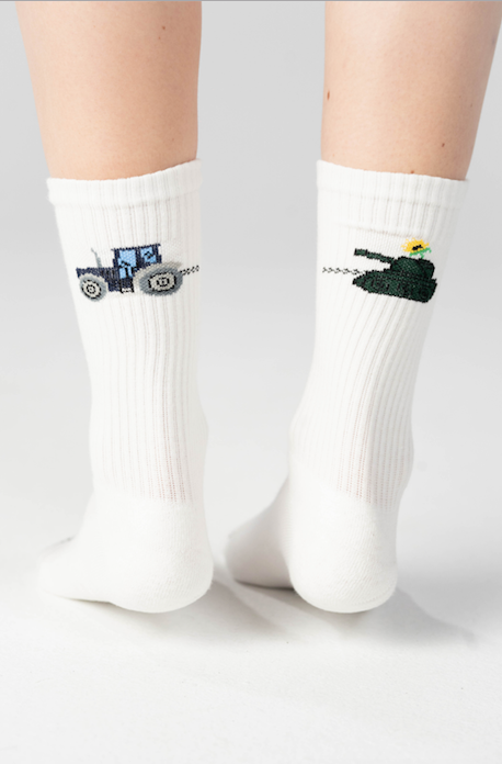 Made in Ukraine - Ukrainian Farmer Finds a Russian Tank - Athletic Socks