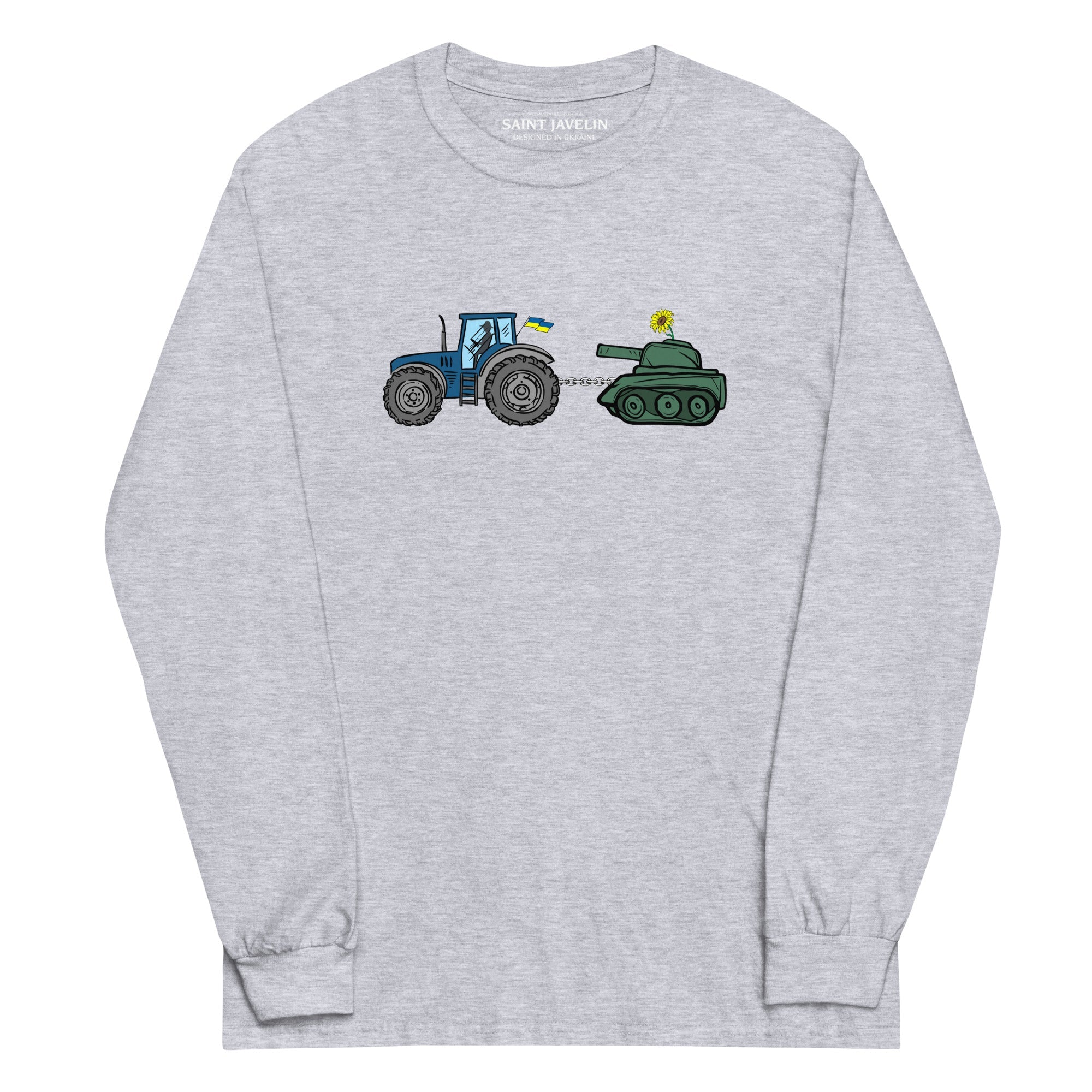 A Ukrainian Farmer Finds a Russian Tank - Adult Long Sleeve Shirt - Saint Javelin