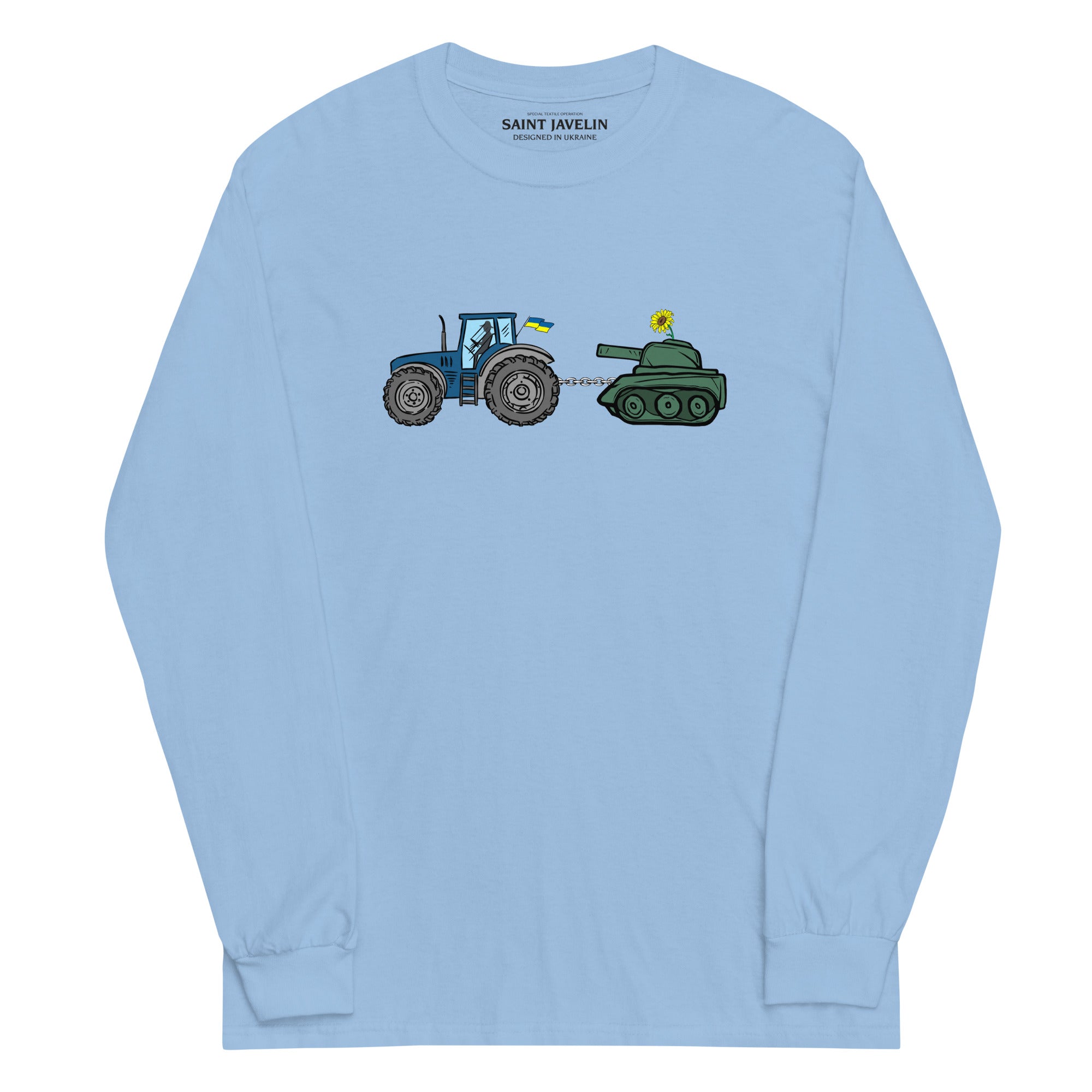 A Ukrainian Farmer Finds a Russian Tank - Adult Long Sleeve Shirt - Saint Javelin