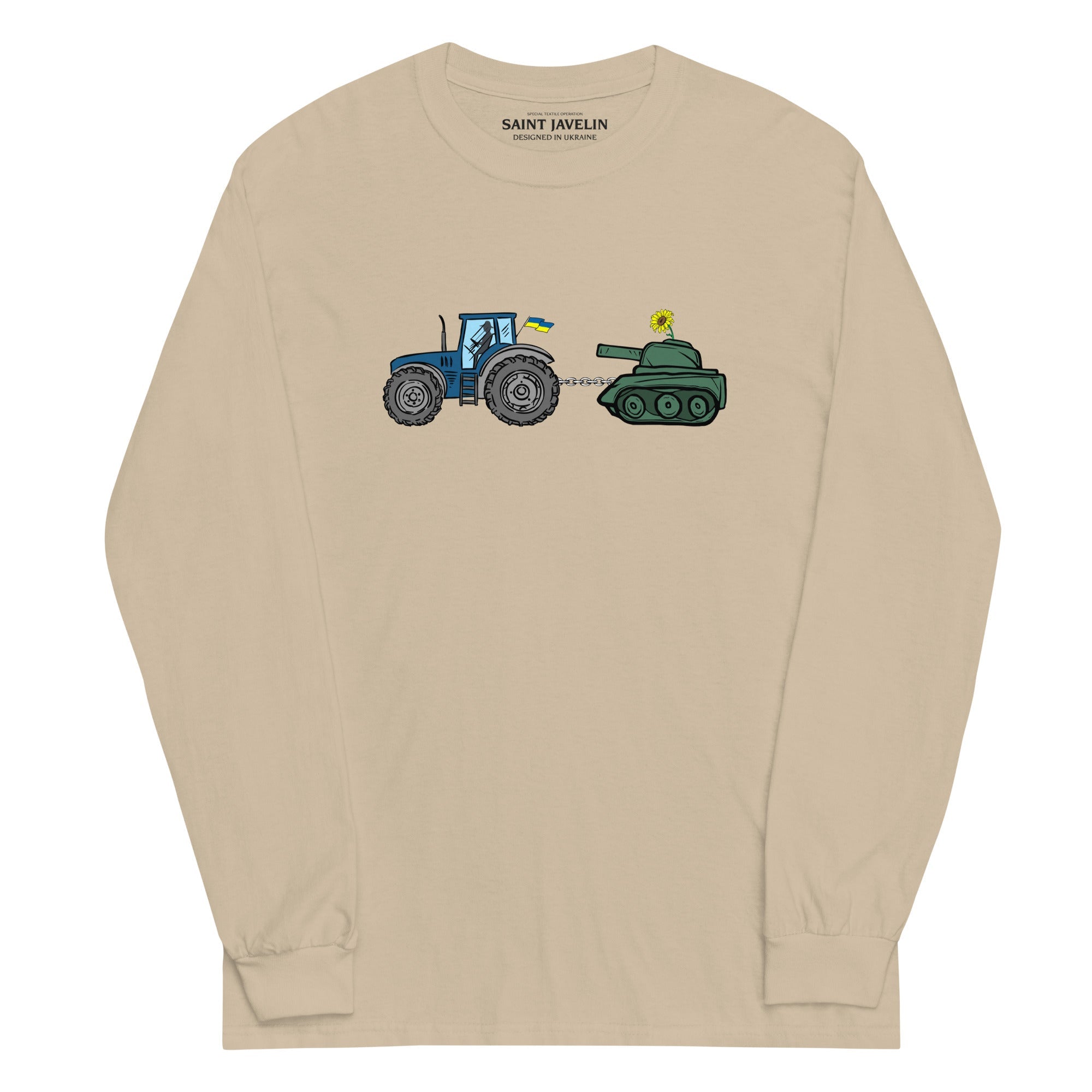 A Ukrainian Farmer Finds a Russian Tank - Adult Long Sleeve Shirt - Saint Javelin
