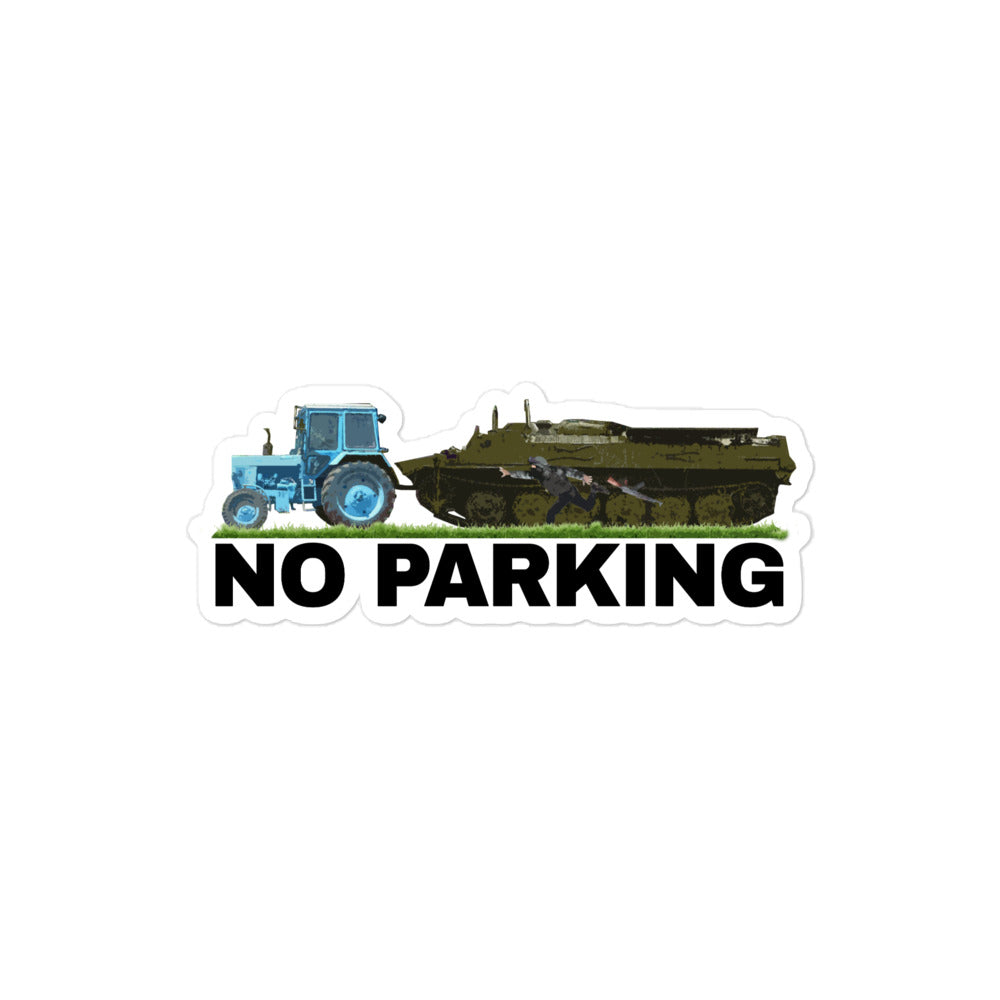 No Parking A Tractor Pulling a Tank Sticker – Saint Javelin