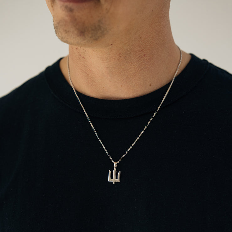 Tryzub Pendant with a Chain – Sterling Silver