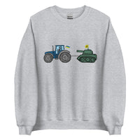 A Ukrainian Farmer Finds a Russian Tank - Adult Crewneck Sweatshirt - Saint Javelin