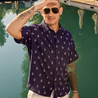 Anchor Tryzub - Navy Linen Shirt - Saint Javelin