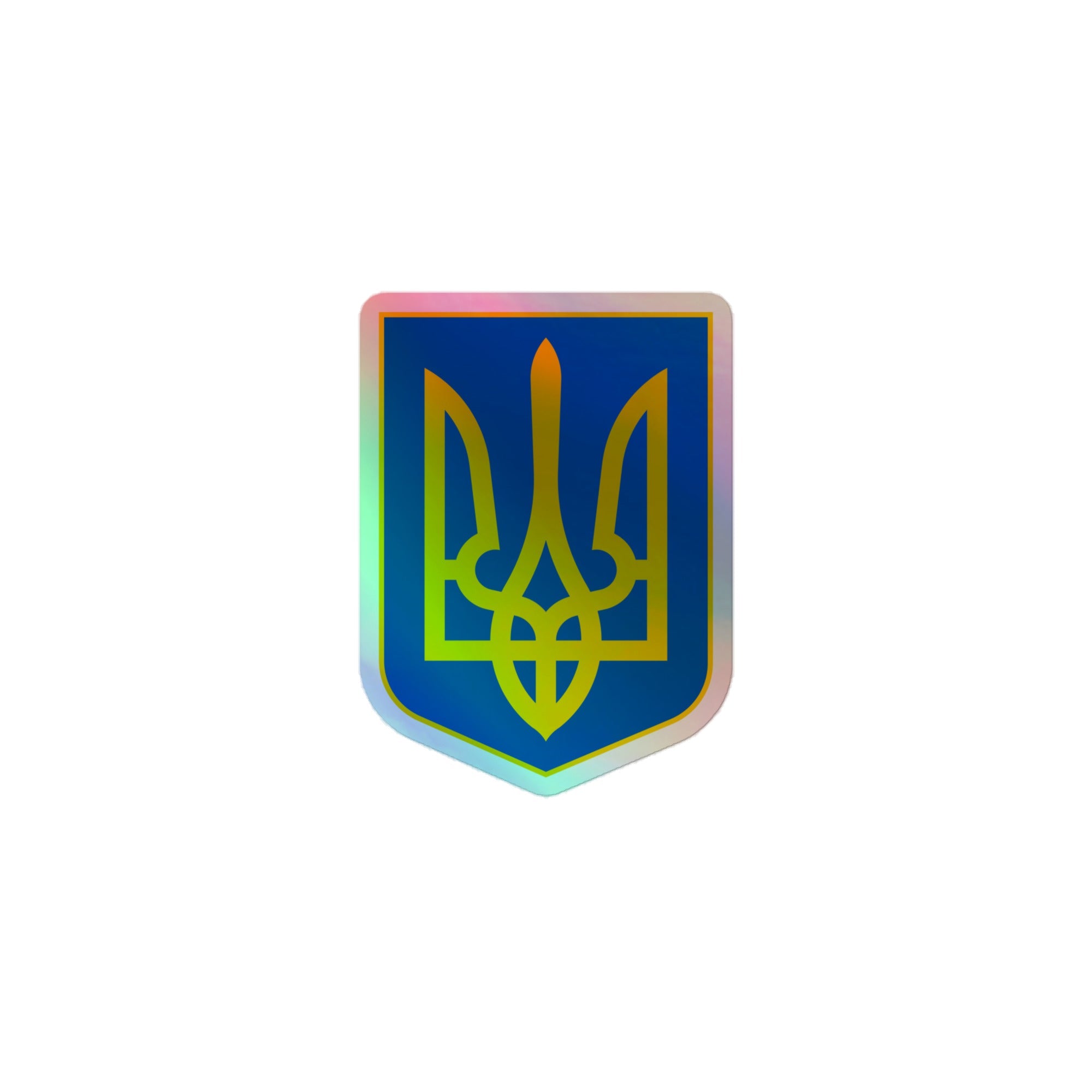 Blue and Yellow Tryzub - Holographic Sticker - Saint Javelin