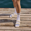 Blue & Yellow Stripes - White Crew Socks - Saint Javelin