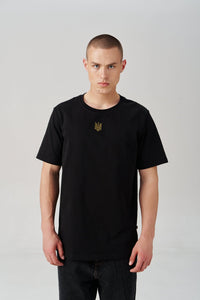 Cotton Embroidered Tryzub Oversized T-Shirt - Saint Javelin