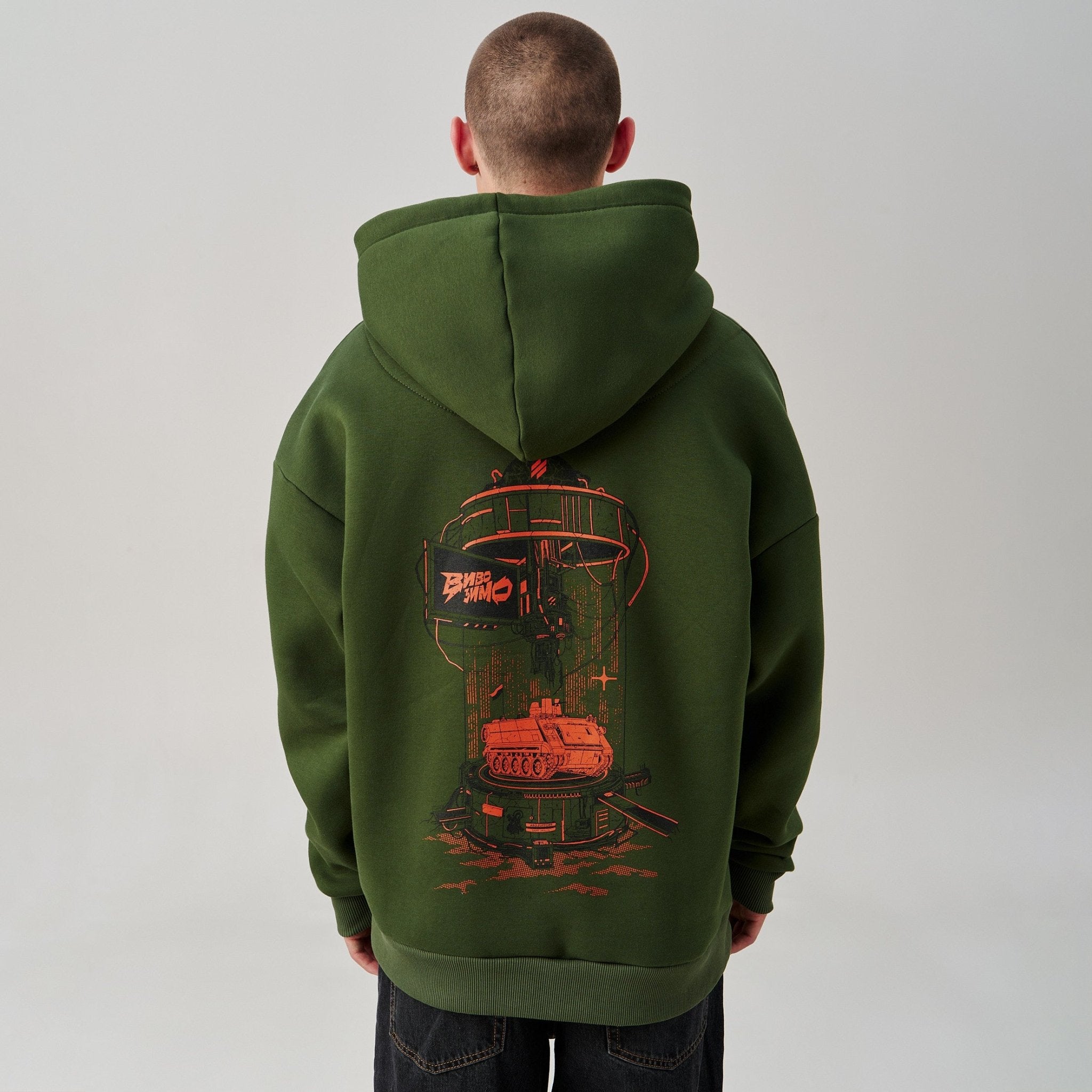 forest green 3rd army hoodie - male back