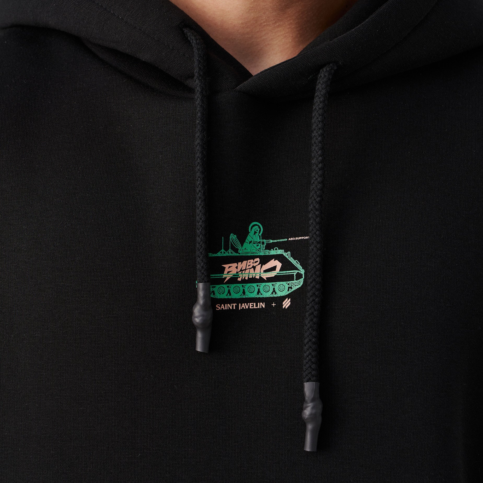 black 3rd army hoodie - male front close