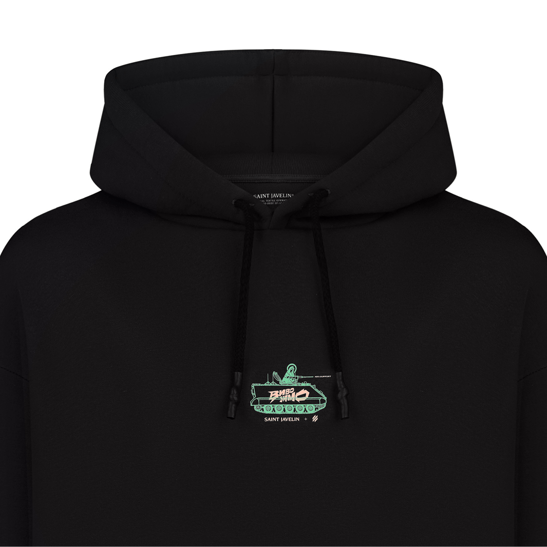 black 3rd army hoodie - ecom front close