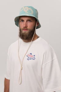 Crimea Beach Party Bucket Hat — mint terry bucket hat with embroidered Crimea print