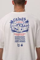 Ivory — Crimea Beach Party T-Shirt, ivory oversized tee with Crimea Beach Party back print