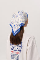 Crimea Silk Scarf Anchor — ivory silk scarf with blue Sevastopol line-art print