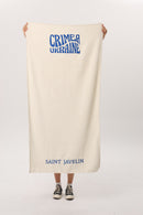 Ivory — Crimea Ukraine Beach Towel, ivory terry beach towel with blue Crimea Ukraine print