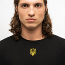 Gold Tryzub Embossed  - Black Bamboo T-Shirt