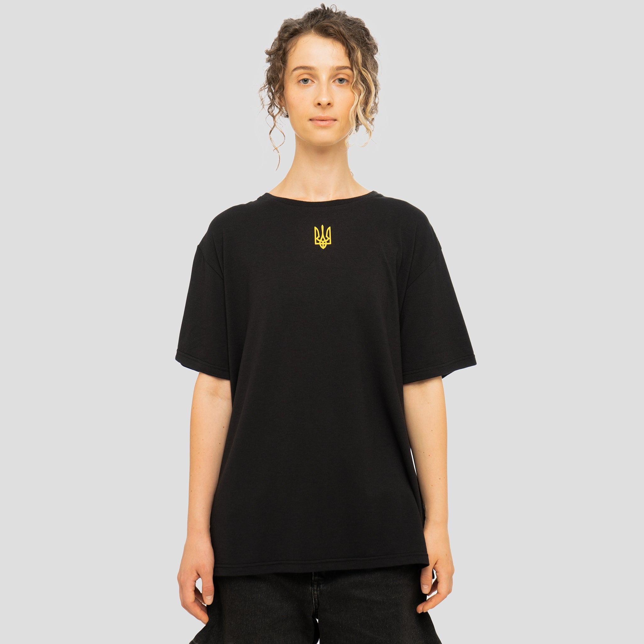 Gold Tryzub Embossed  - Black Bamboo T-Shirt