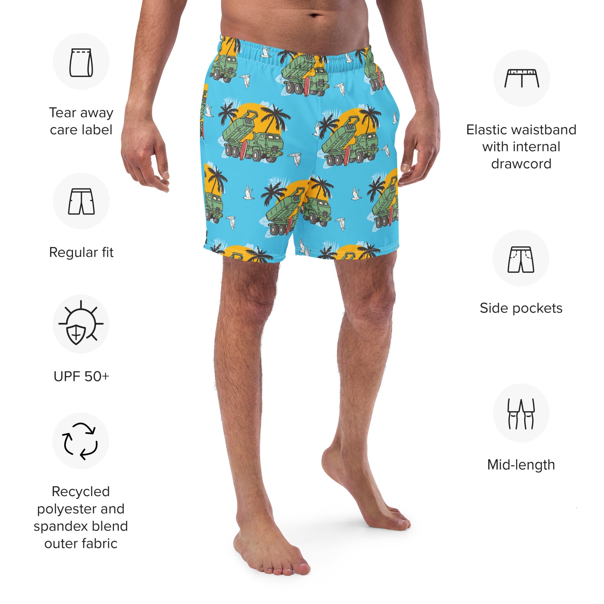HIMARS TIME MADNESS - Men’s Swim Blue Shorts - Saint Javelin