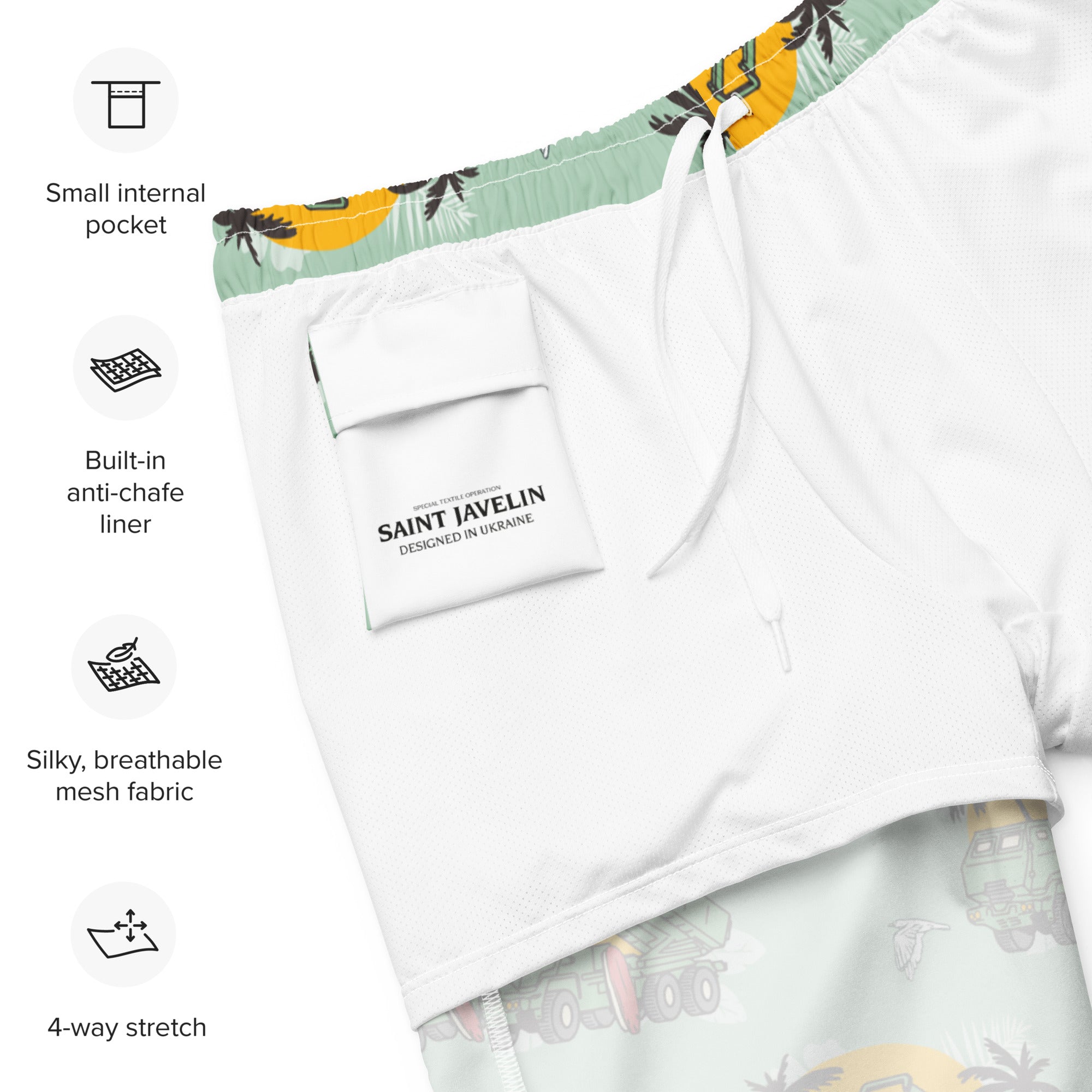 HIMARS TIME MADNESS - Men’s Swim Green Shorts - Saint Javelin