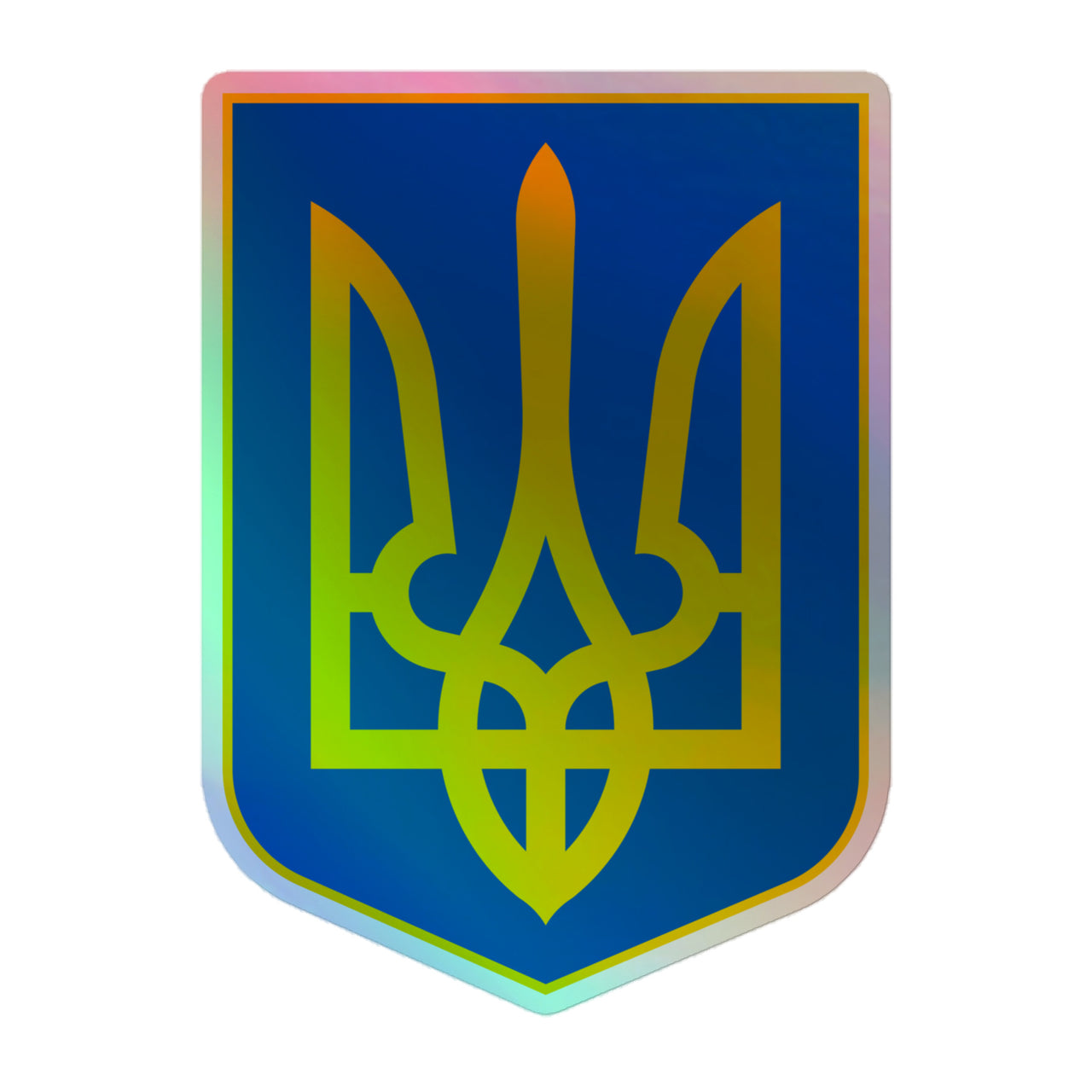 Blue and Yellow Tryzub - Holographic Sticker