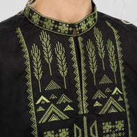 Linen Vyshyvanka “Syla” – Black Embroidered Shirt - Saint Javelin