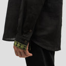Linen Vyshyvanka “Syla” – Black Embroidered Shirt - Saint Javelin
