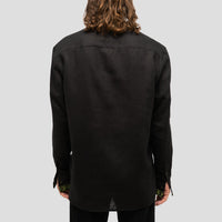 Linen Vyshyvanka “Syla” – Black Embroidered Shirt - Saint Javelin