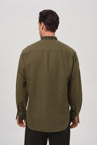 Black / Green — Saint Javelin vyshyvanka, embroidered linen shirt