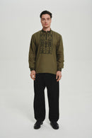 Black / Green — Saint Javelin vyshyvanka, embroidered linen shirt