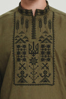 Black / Green — Saint Javelin vyshyvanka, embroidered linen shirt