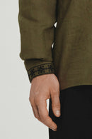 Black / Green — Saint Javelin vyshyvanka, embroidered linen shirt