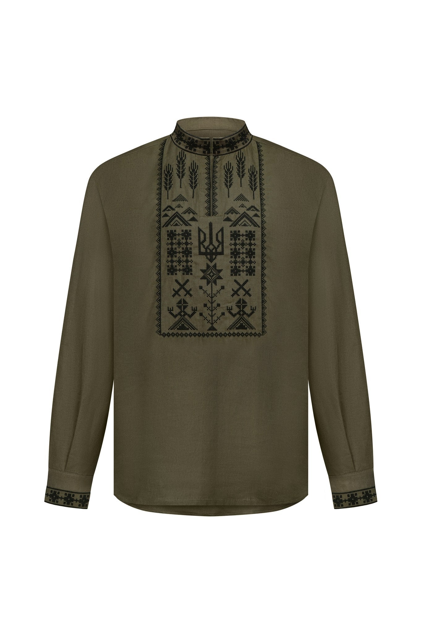 Black / Green — Saint Javelin vyshyvanka, embroidered linen shirt