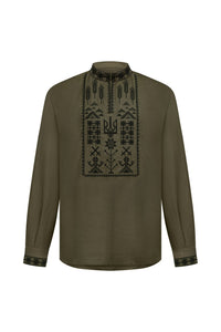 Black / Green — Saint Javelin vyshyvanka, embroidered linen shirt