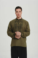 Black / Green — Saint Javelin vyshyvanka, embroidered linen shirt
