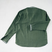 Linen Vyshyvanka “Syla” – Green Embroidered Shirt - Saint Javelin